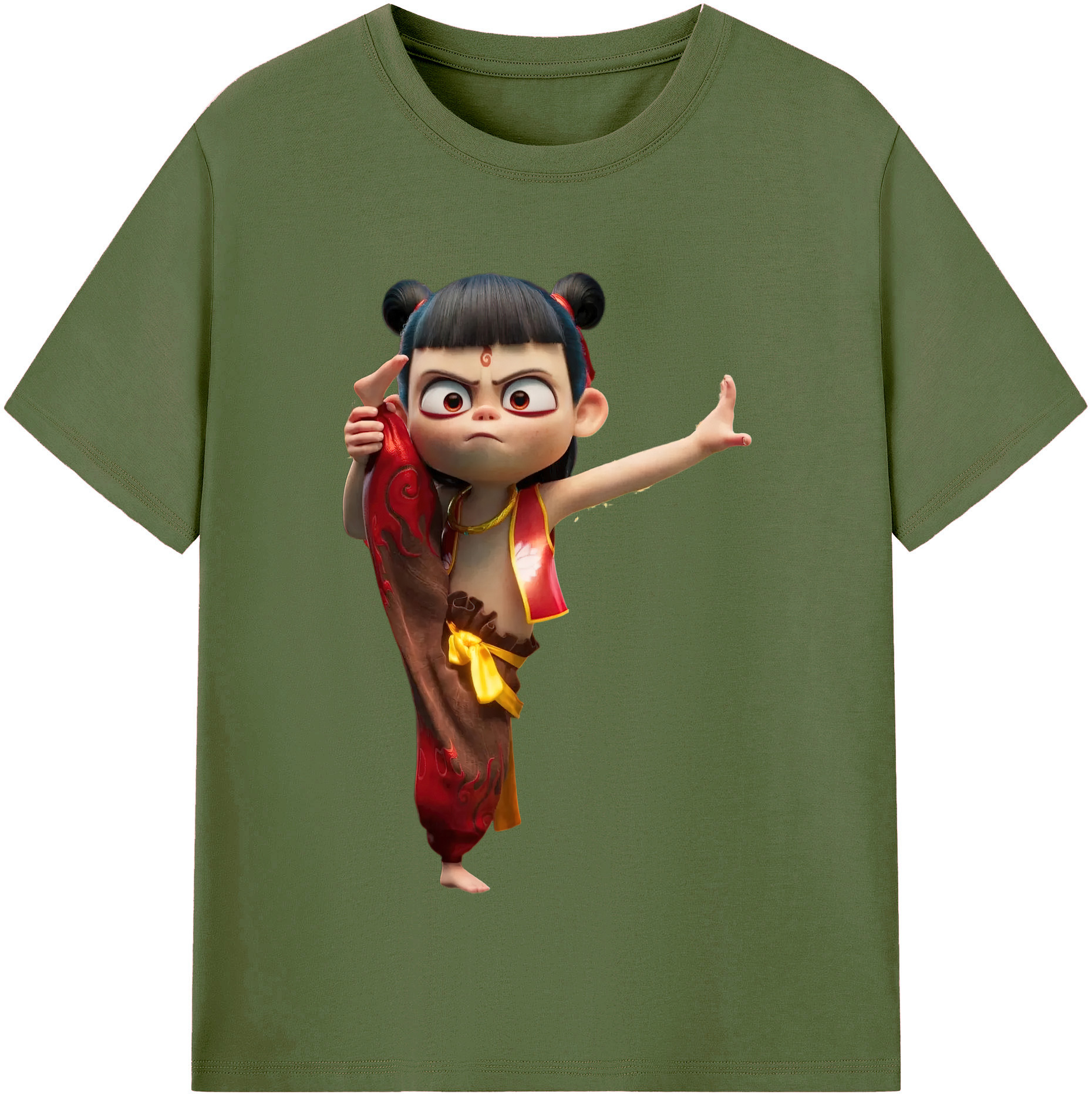 （画像用） Ne Zha 2 ナタ 魔童の大暴れ 綿100％半袖Tシャツ（フロントプリント）